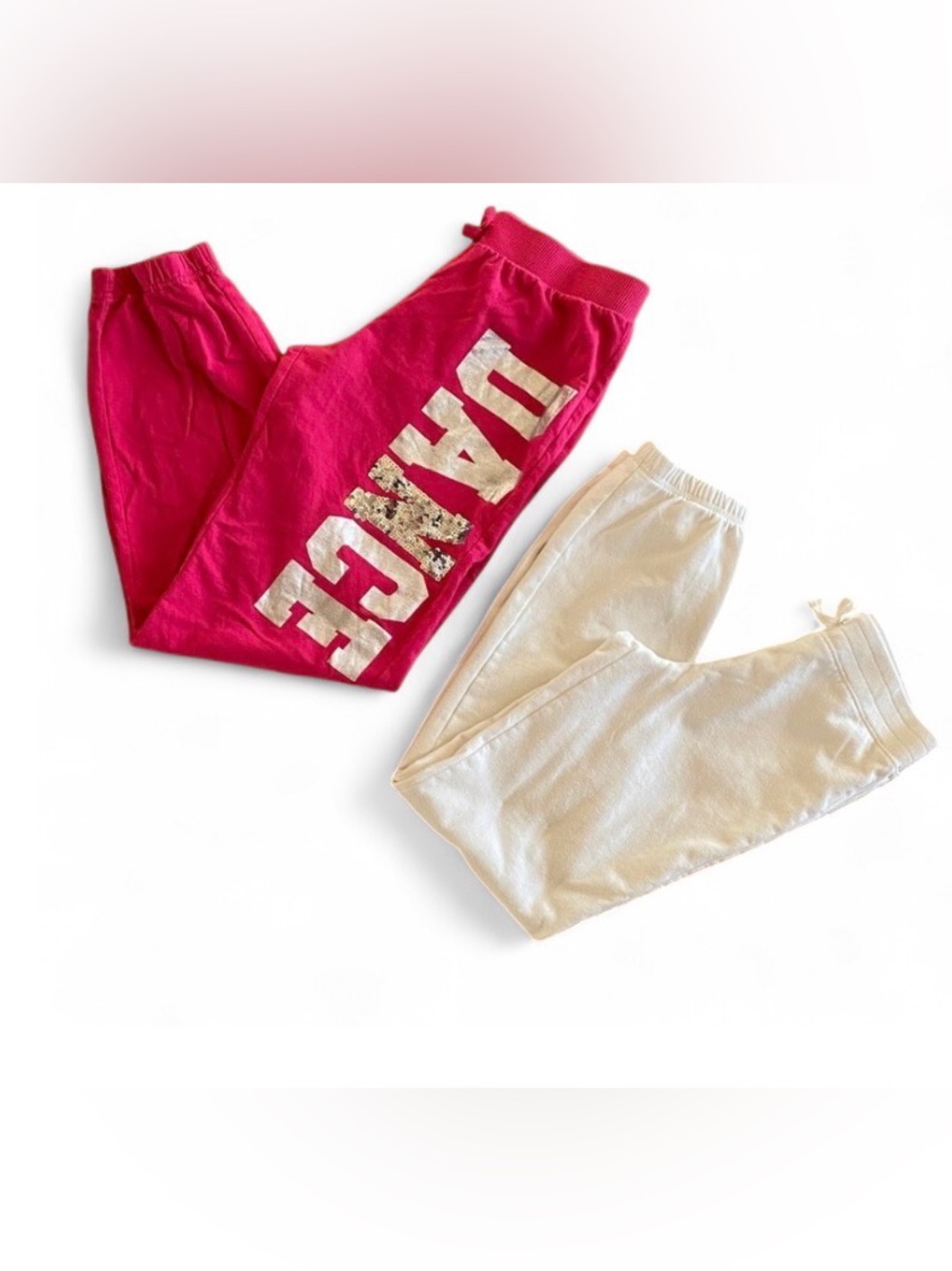 Children’s Place Girls Size 14 Dance Jogger Set Pink Sequins “Dance” Sweatpants